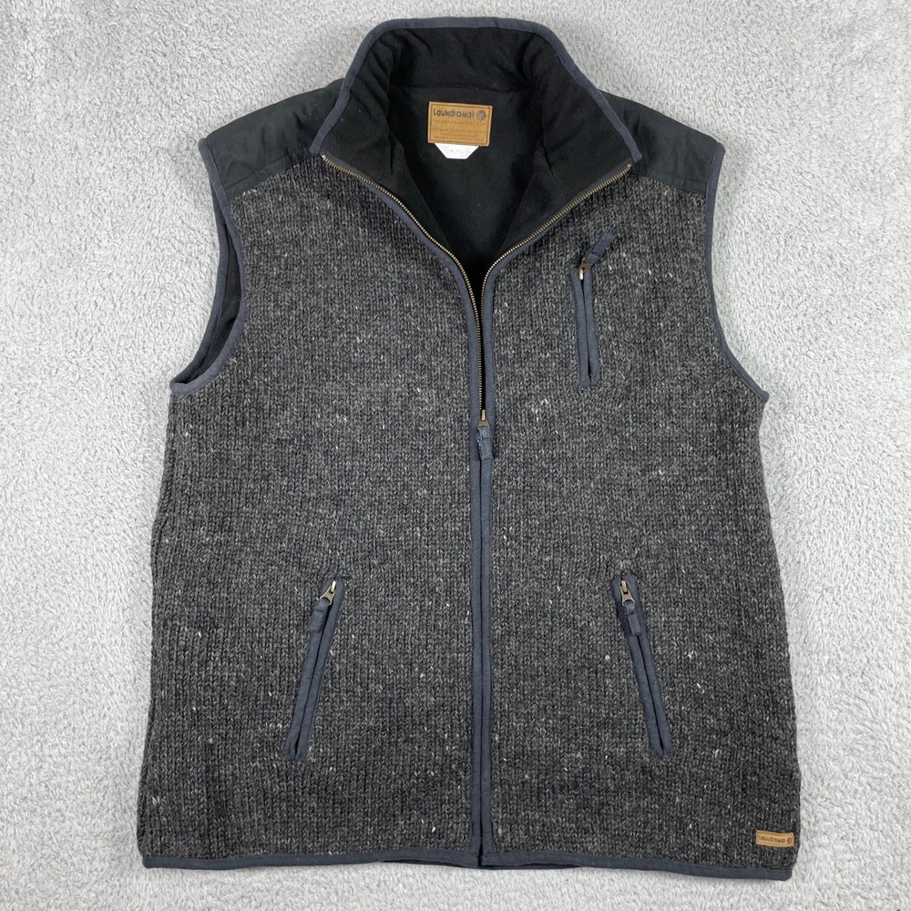 Laundromat Wool Fleece Lined Sweater Vest Mens XL Charcoal Grey Handcrafted